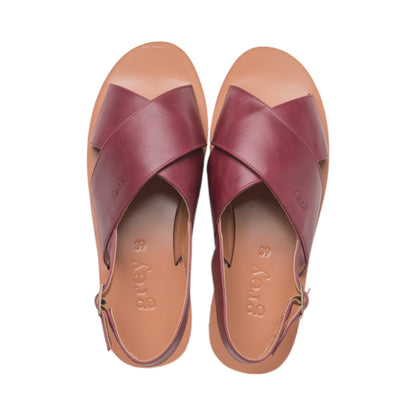 Cross Sandals in Winslet / Windsor (Wine) - Grey by Ortenhill