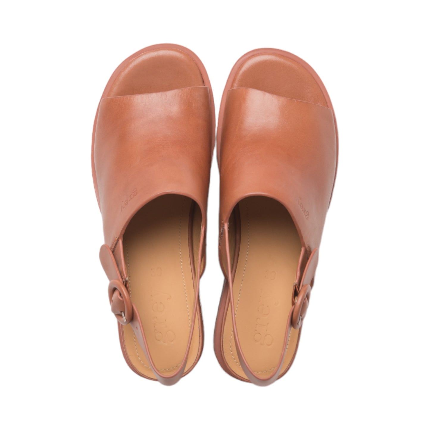 Ankle Sling Back Juliette Platform Wedge in Brandy