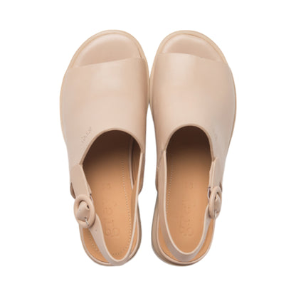 Ankle Sling Back Juliette Platform Wedge in Cream - Grey by Ortenhill