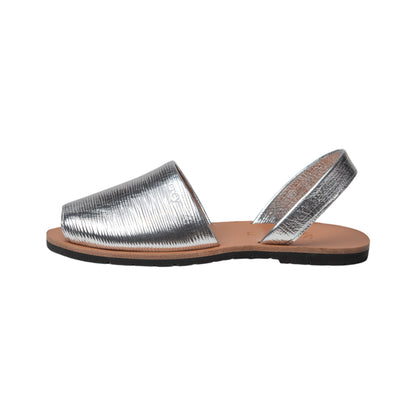 Metallics Textured Leather Sandals - Textured Silver (Una)