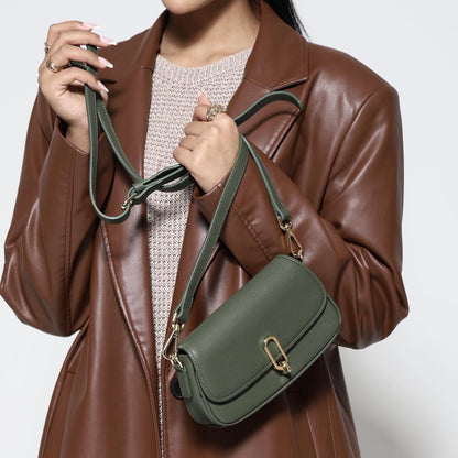 Eva Front Flap Mini Bag - Loden Green - Grey by Ortenhill