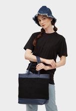 Evangeline Leather Felt Tote Blue - greyortenhill
