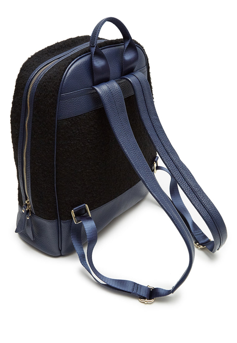 Grayson Leather Felt Backpack Blue - greyortenhill
