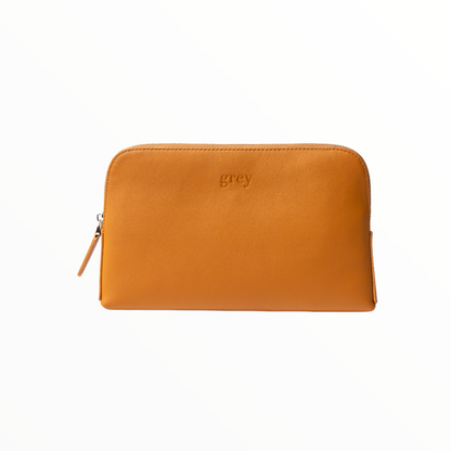 Mayden Unisex Leather Pochette - Camel - Grey by Ortenhill