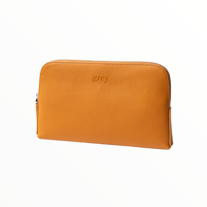 Mayden Unisex Leather Pochette - Camel - Grey by Ortenhill