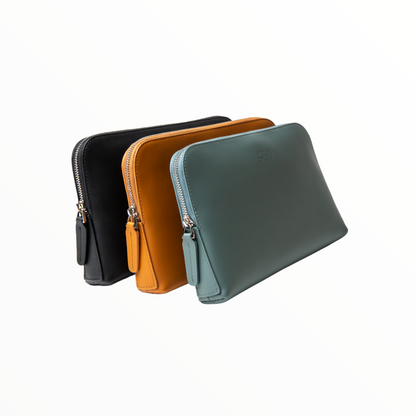 Mayden Unisex Leather Pochette - Beryl Green - Grey by Ortenhill