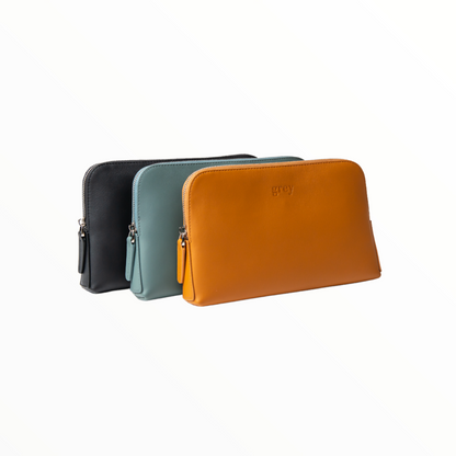 Mayden Unisex Leather Pochette - Camel - Grey by Ortenhill