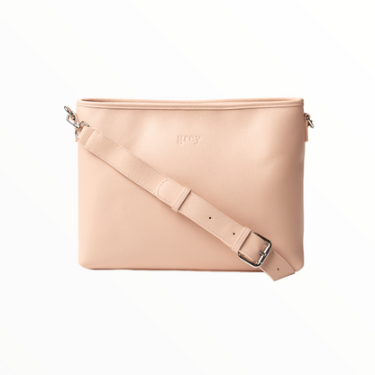 Montanna Unisex Leather Shoulder Bag - Vanilla - Grey by Ortenhill
