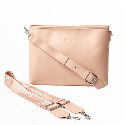 Montanna Unisex Leather Shoulder Bag - Vanilla - Grey by Ortenhill