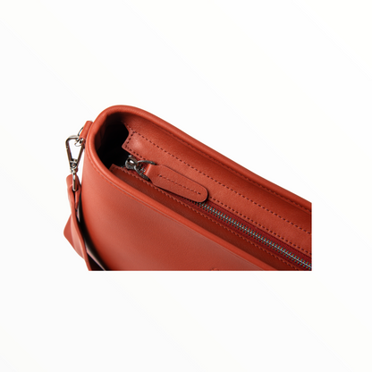 Montanna Unisex Leather Shoulder Bag - Auburn Brown - Grey by Ortenhill